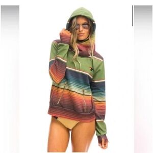 Aviator Nation Ninja Hoodie Tulum Serape |  Striped Multicolor | XS